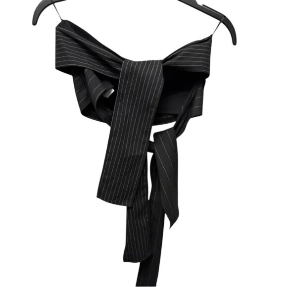 Zara black pinstripe strapless multi-position bandeau crop top size XS - Picture 9 of 9